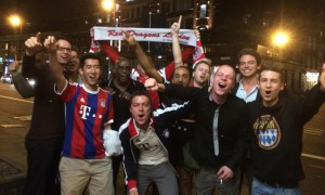 The Red Dragons celebrating on the streets of London